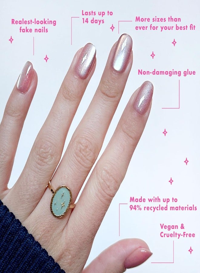 Olive & June Instant Mani Press-On Nails | (Glue) Short, Round 42 Fake Nails, 21 Sizes | Non-Toxic, Long-Lasting Recycled Materials Realistic Look | Salon-Quality at Home | HZ Velvet - Image 4